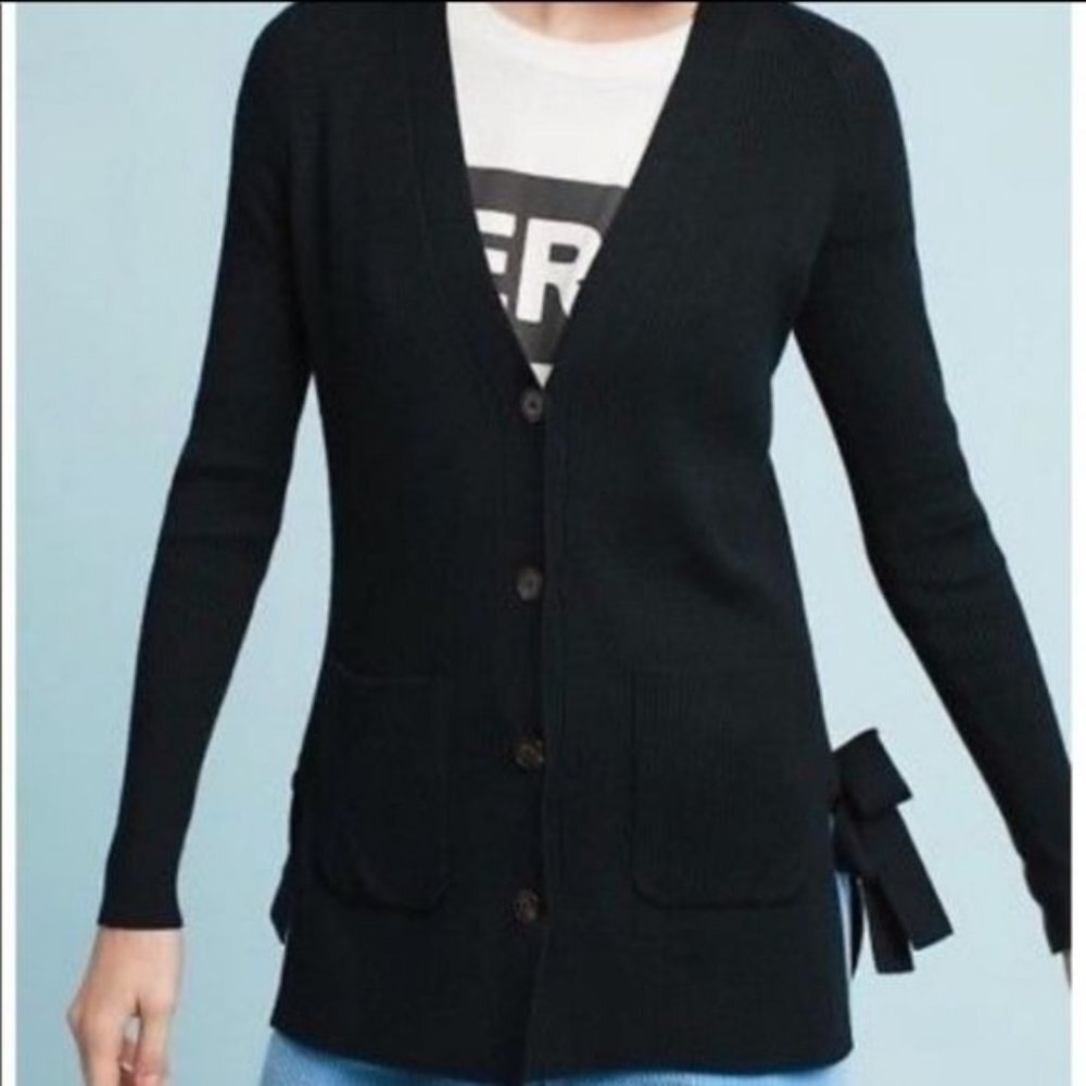 Moth Anthropologie Womens S Black Ribbed Side Tie